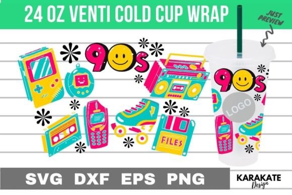 90s Vibe, 24 Oz Venti Cup Hold Wrap