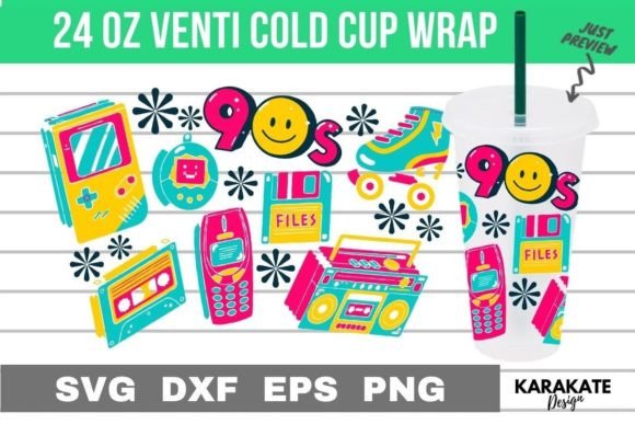 90s Vibe, 24 Oz Venti Cup Wrap