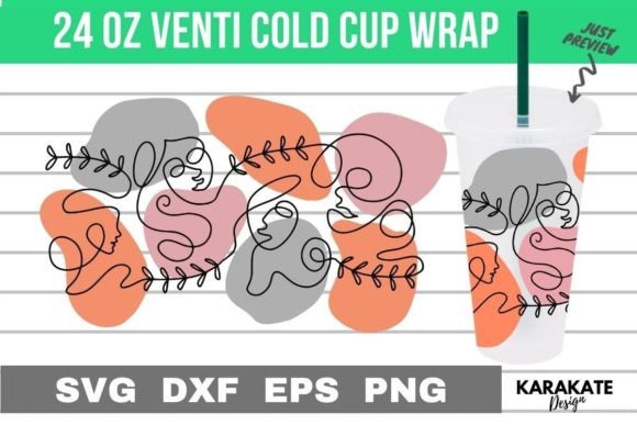 Abstract Face, 24 Oz Venti Cup Wrap