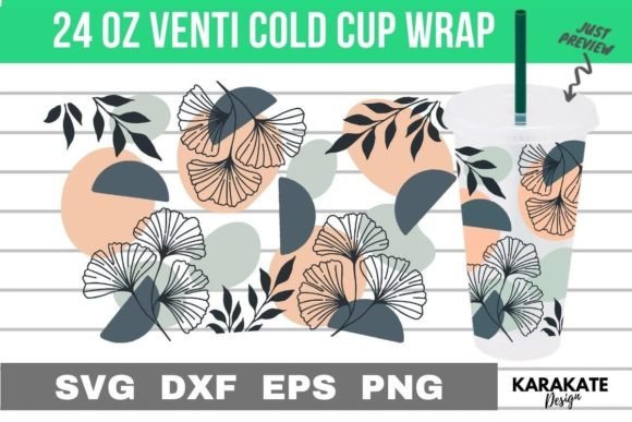 Abstract Leaf, 24 Oz Venti Cup Wrap
