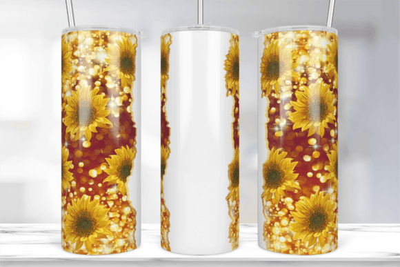 Add Your Name Sunflowers Glitter Tumbler