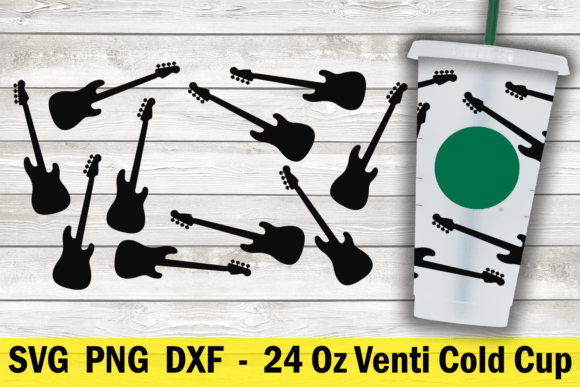 Bass Guitar 24 Oz Cold Cup Wrap