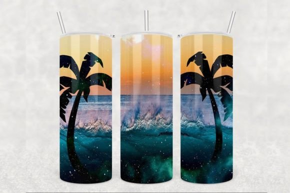 Beach Palm Tree Tumbler Sublimation 20oz