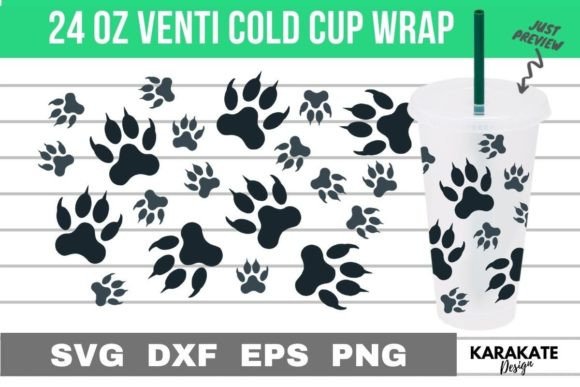 Big Dog Paws, 24 Oz Venti Cup Wrap