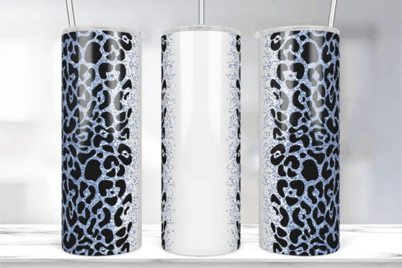 Blue Glitter Leopard Tumbler Wrap