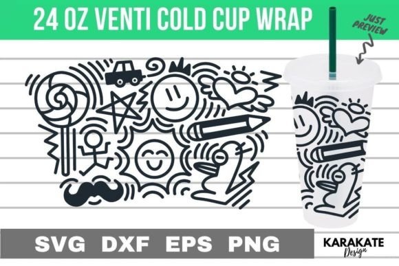 Boy Doodle, 24 Oz Venti Cup Wrap