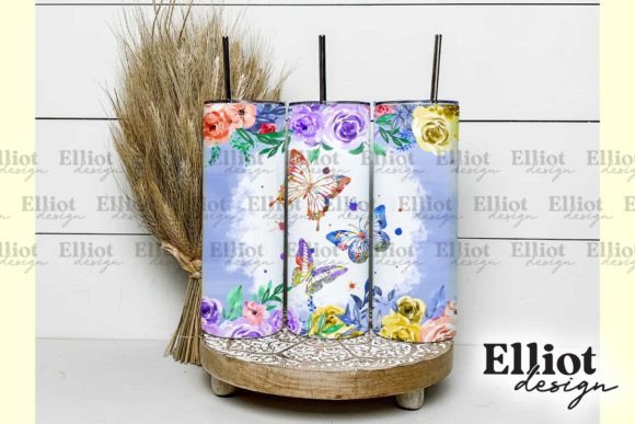 Butterflies Watercolor Tumbler Wrap