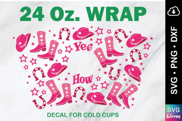 Cowgirl Cowboy Tumbler Wrap 24oz.