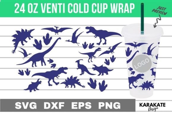Dinosaur, 24 Oz Venti Cup Wrap