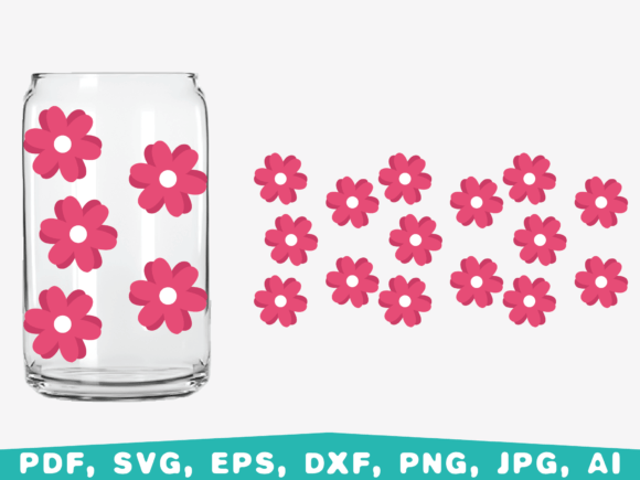 Flower Glass Cup, Daisy Glass Can