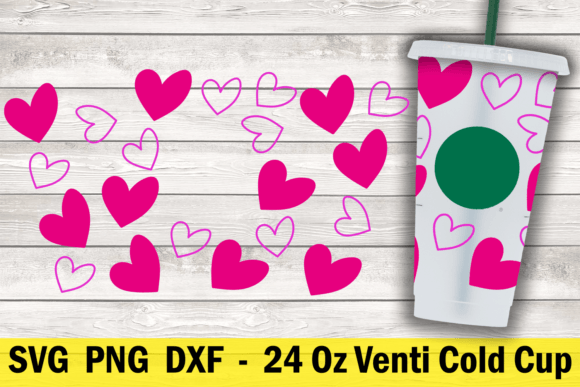 Hand Drawn Heart 24 Oz Cold Cup Wrap