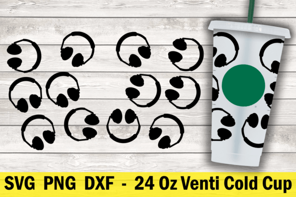 Headphone 24 Oz Cold Cup Wrap