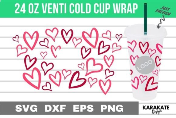 Heart Line, 24 Oz Venti Cup Wrap