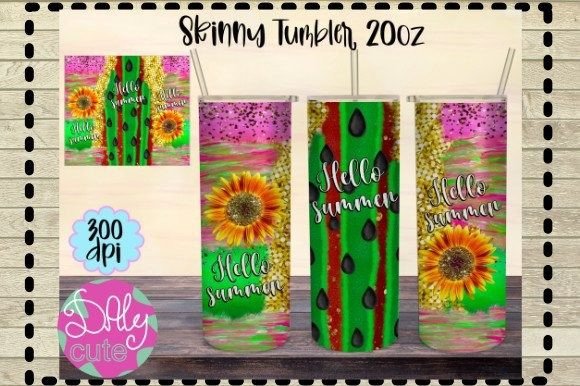 Hello Summer Tumbler PNG, Watermelon