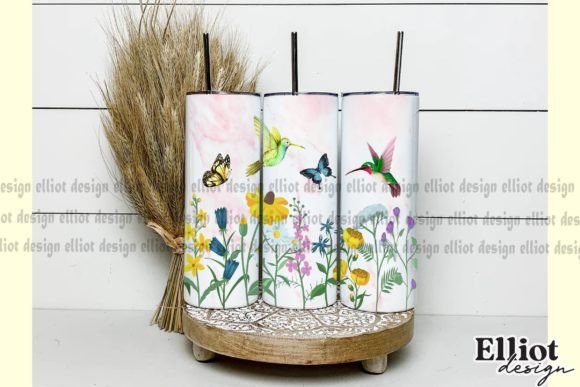 Hummingbirds Flowers Tumbler Wrap