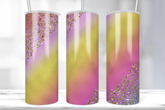 Pastel Gold Glitter Leopard Tumbler Wrap