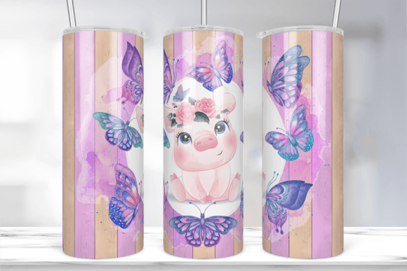 Pig Tumbler Wrap PNG Sublimation
