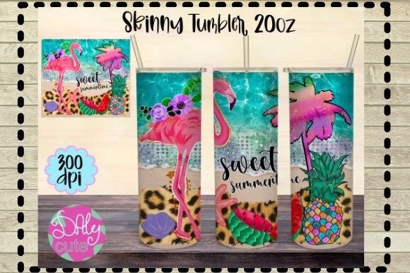 Pink Flamingo 20oz Tumbler, Ocean Beach