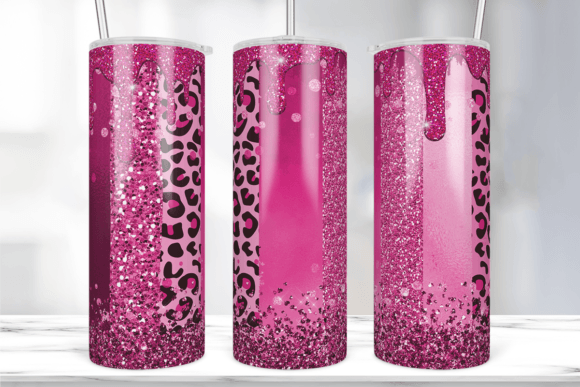 Pink Glitter Leopard Tumbler Wrap