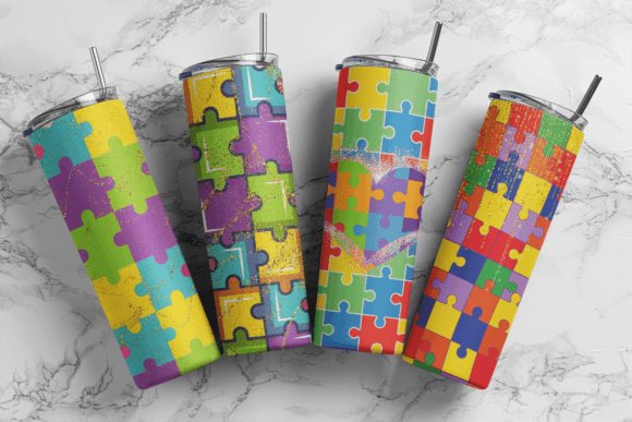 Puzzle 20 Oz Skinny Tumbler Wrap