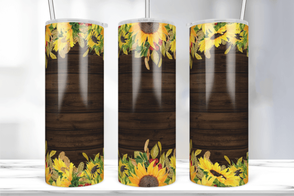 Rustic Wood Sunflower Tumbler Template