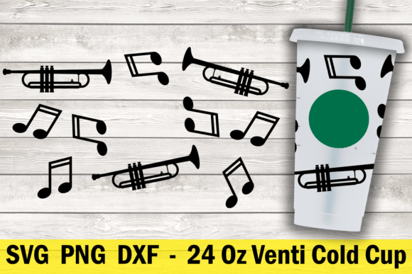 Saxophone 24 Oz Cold Cup Wrap