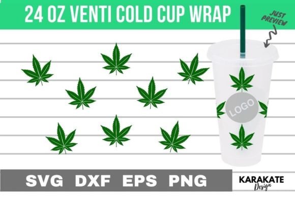 Small Cannabis, 24 Oz Venti Cup Wrap
