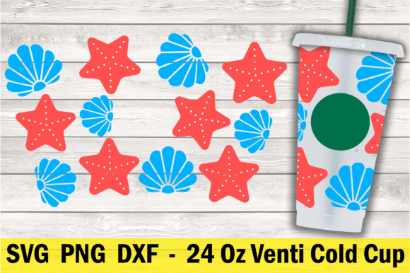 Starfish and Shell 24 Oz Cup Wrap