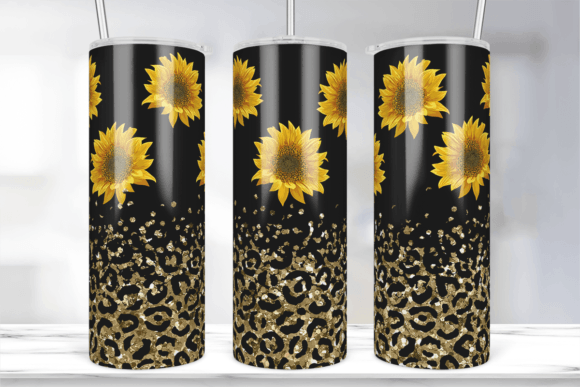 Sunflowers Glitter Gold Leopard Tumbler