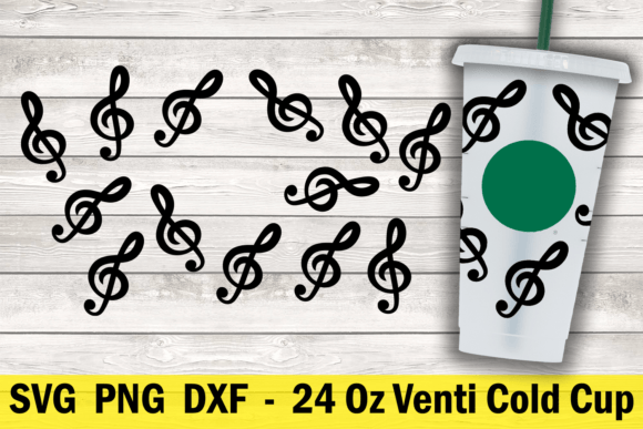 Treble Clef 24 Oz Cold Cup Wrap