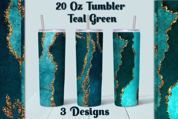 Tumbler Teal Green Sublimation Design